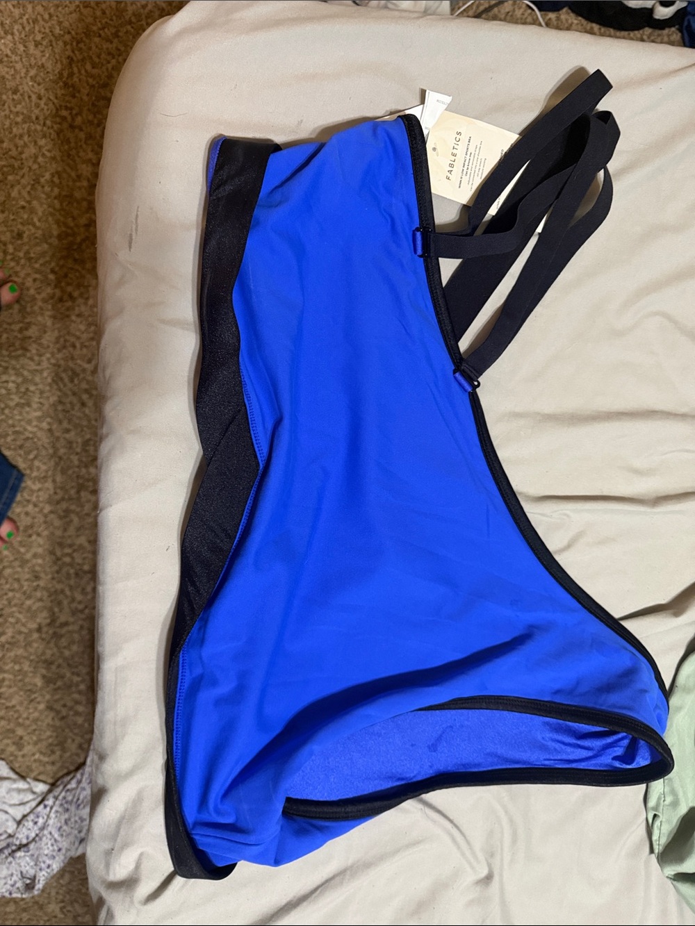 Fabletics Royal Blue Sports Bra with Black Accent